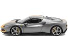 Ferrari 296 GTB Assetto Fiorano Gray Metallic with Yellow Stripes "Race + Play" Series 1/18 Diecast Model Car by Bburago