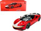 Ferrari SF90 Stradale Assetto Fiorano Red with White Stripes "Signature Series" 1/18 Diecast Model Car by Bburago