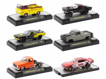 "Auto Meets" Set of 6 Cars IN DISPLAY CASES Release 81 Limited Edition 1/64 Diecast Model Cars by M2 Machines