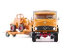 Mercedes-Benz 710 Truck Yellow and Kramer 411 Wheel Loader Yellow with Trailer 1/50 Diecast Models by Siku