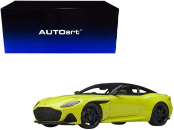 Aston Martin DBS Superleggera RHD (Right Hand Drive) Lime Essence Green Metallic with Carbon Top and Carbon Accents 1/18 Model Car by Autoart