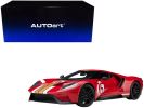 Ford GT Heritage Edition #16 "Alan Mann" Red Metallic with Gold Stripes 1/18 Model Car by Autoart