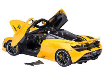 McLaren 720S Volcano Yellow with Black Top and Carbon Accents 1/18 Model Car by Autoart