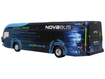 Nova Bus LFSe Electric Transit Bus "Bring Life to Your City" Black and Blue with Graphics 1/87 (HO) Diecast Model by Iconic Replicas