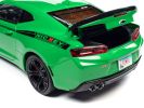 2017 Chevrolet Nickey Camaro SS 1LE Krypton Green with Matt Black Hood and Black Stripes 1/18 Diecast Model Car by Auto World