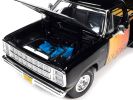 1980 Dodge D150 Pick-M-Up Utiline Pickup Truck Black with Stripes 1/18 Diecast Model Car by Auto World