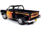 1980 Dodge D150 Pick-M-Up Utiline Pickup Truck Black with Stripes 1/18 Diecast Model Car by Auto World