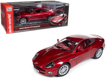 2005 Aston Martin V12 Vanquish RHD (Right Hand Drive) Toro Red Mica Metallic with Red Interior 1/18 Diecast Model Car by Auto World