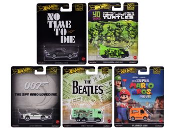 "Pop Culture 2024" 5 piece Set D "Premium Series" Diecast Model Cars by Hot Wheels