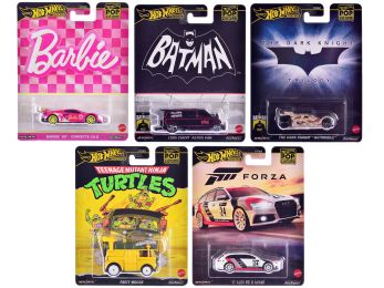 "Pop Culture 2024" 5 piece Set E "Premium Series" Diecast Model Cars by Hot Wheels