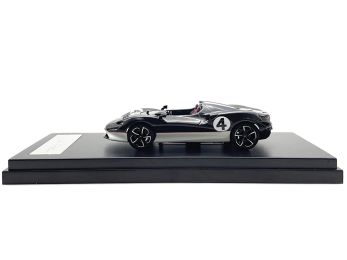 McLaren Elva Convertible #4 Carbon Black with White and Red Stripes 1/64 Diecast Model Car by LCD Models