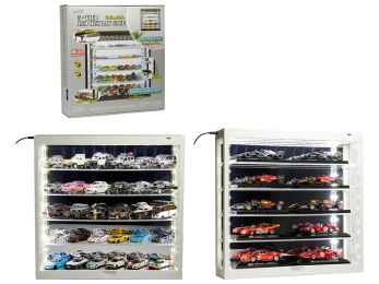 Showcase Wall Mount 5 Tier Display Case White with Mirror Back Panel "Mijo Exclusives" for 1/64-1/43 Scale Models