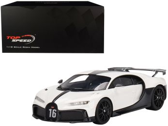 Bugatti Chiron Pur Sport White and Black 1/18 Model Car by Top Speed